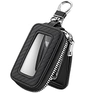 Car Key Fob Case, Leather Key Fob Holder with Transparent Window & Zipper Closure, Remote Keychai...