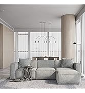 Acanva Luxury Modular Sectional Living Room Sofa Set, Modern Minimalist Style Couch with Ottoman ...