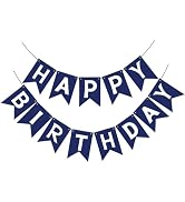 Navy Blue Happy Birthday Banner Signs Party Decorations for Women Men Girls Boys