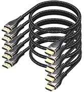DIOOEER Short HDMI Cable 2FT 5-Pack 10K 8K 4K, HDMI 2.1 Cable 2 Foot 48Gbps Ultra High Speed Brai...
