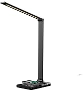 Ambertronix LED Desk Lamp with Wireless Charger, USB Charging Port, Dimmable Eye-Caring Reading D...