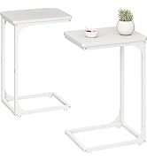 QEEIG White C Table Side Table Set of 2 End Table C Shaped Couch Tables Living Room Sets Modern (...