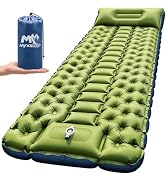 Myxslop Camping Sleeping Pad, Ultralight Inflatable Camping Mat with Pillow Built-in Foot Pump Sl...