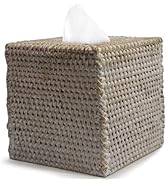 Rattan Tissue Box Cover Square, Handmade Wicker Tissue Box Holder, Elegant Design Cube Tissue Box...