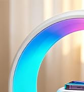 Smart LED Table Lamp with Bluetooth Speaker, Fast Wireless Charger, RGB Night Light, Sunrise Alar...