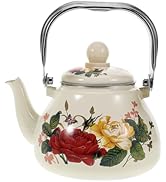 DOITOOL 1.1 Quart Enamel Tea Kettle Stovetop, Floral Tea Kettle Vintage Teapot with Steel Handle,...