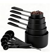 Bopei Measuring Cups and Spoons Set, Titanium-Plated Matte Black Stainless Steel 10 Piece for Coo...