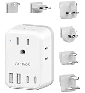 International Power Adapter Set, US to Worldwide Universal Travel Adapter- 4 AC Outlets 4 USB Por...