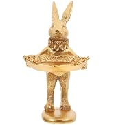 DOITOOL 1pc Retro Bunny Jewelry Holder Tray, Golden Resin Bunny Trinket Dish, Photo Prop Desktop ...