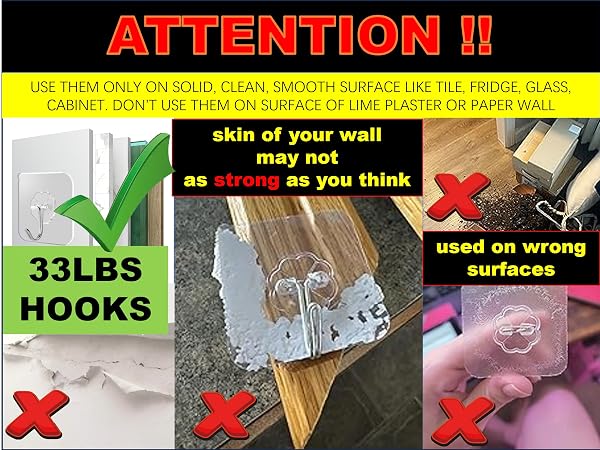 attention on adhseive wall hooks