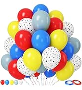 Paready Red Yellow Blue Balloons Set, 50Pcs Blue Yellow Balloons, 12 Inch Blue Yellow Red Dusty B...