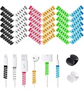 36 PCS Cable Protectors for iPhone iPad Charger End Cord Savers with 2 Desk Cable Clips, VIWIEU S...