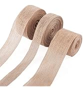Pandahall 3 Rolls Burlap Ribbon Fabric 1 & 2 Inches Tan Hessian Jute Ribbon Rolls Crafts for Wrap...