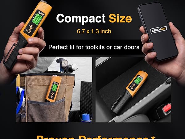 air pressure gauge, compact size, perfect fit for toolkit or glove box