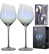 Wine Glasses Set of 2-Premium Crystal Red Wine Glasses Hand Blown-15 oz,Long Stem,Thin Rim,Perfec...