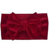 Mozff Baby Girls Bow Headbands, Stretchy Velvet Hair Bows Headbands Solid Color Wide Turban Knott...