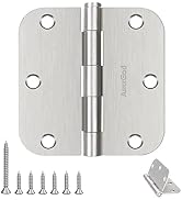 AmzGod Door Hinges Brushed Nickel - 30 Pack Nickel Door Hinges 3.5 Inch Rounded Interior Satin Ni...