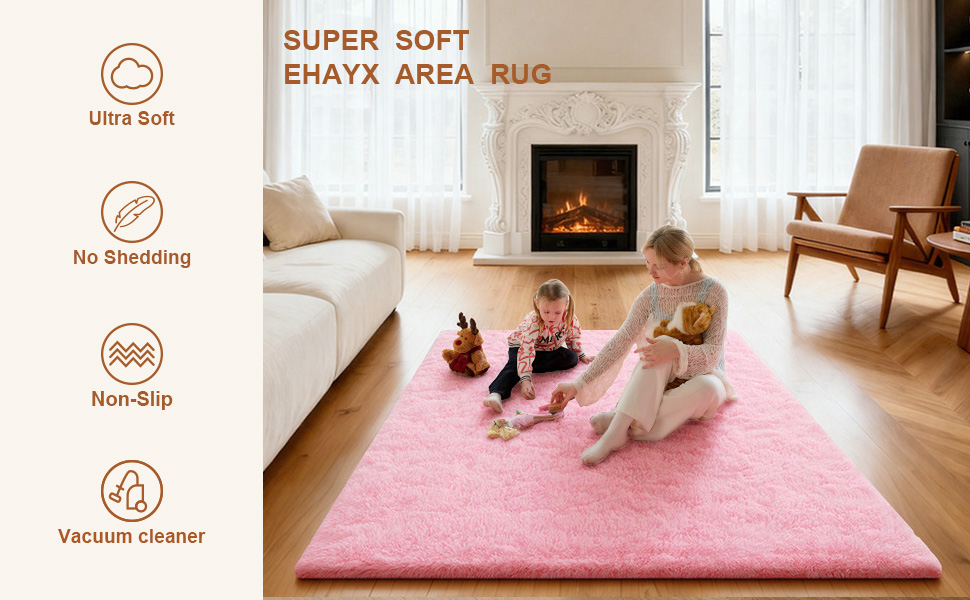 Ehayx Pink 4x6 Area Rugs for Living Room Bedroom