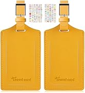 CPCOIN Luggage Tag 2 Pack Premium PU Leather Bag Tags Privacy Protection Suitcase ID Tag DIY Pers...
