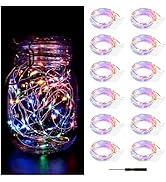 Bexdir 12 Packs Coloured Fairy Lights, Bright Fairy Lights Battery Operated, 7FT 20LED Waterproof...