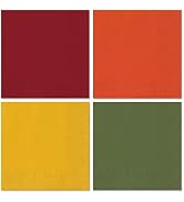Whaline 80Pcs Thanksgiving Fall Paper Napkins Autumn Color Disposable Dinner Napkins Red Orange Y...
