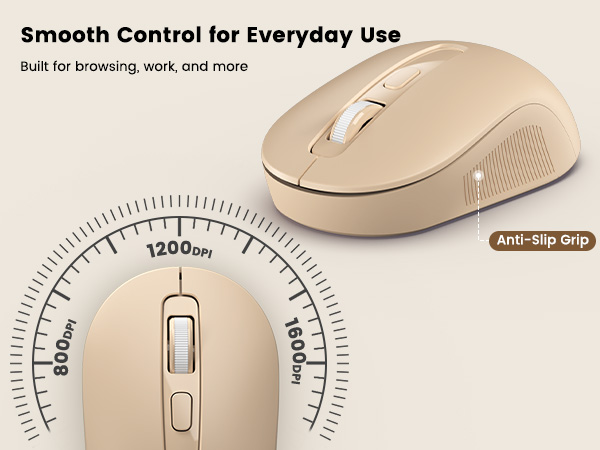 Ergonomic mouse with anti-slip grip and 3 DPI levels for smooth, accurate control in daily work.
