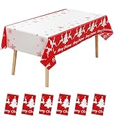 JHDZDHY 6 Pack Christmas Moose Deer Tablecloth Disposable Christmas Plastic Tablecloth Table Cove...