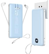 penaover Portable Charger with Built-in Cables&AC Wall Plug,10000mAh PD 22.5W Fast Charging Power...