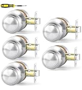 Lanwandeng 5 Pack Passage Door Knobs, Satin Nickel Interior Keyless Round Door Knobs Hall/Closet ...