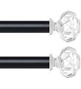 TVWOO 2 Pack Black Curtain Rods 28 to 48 Inch,1 Inch Curtain Rod Set,Heavy Duty Single Window Cur...