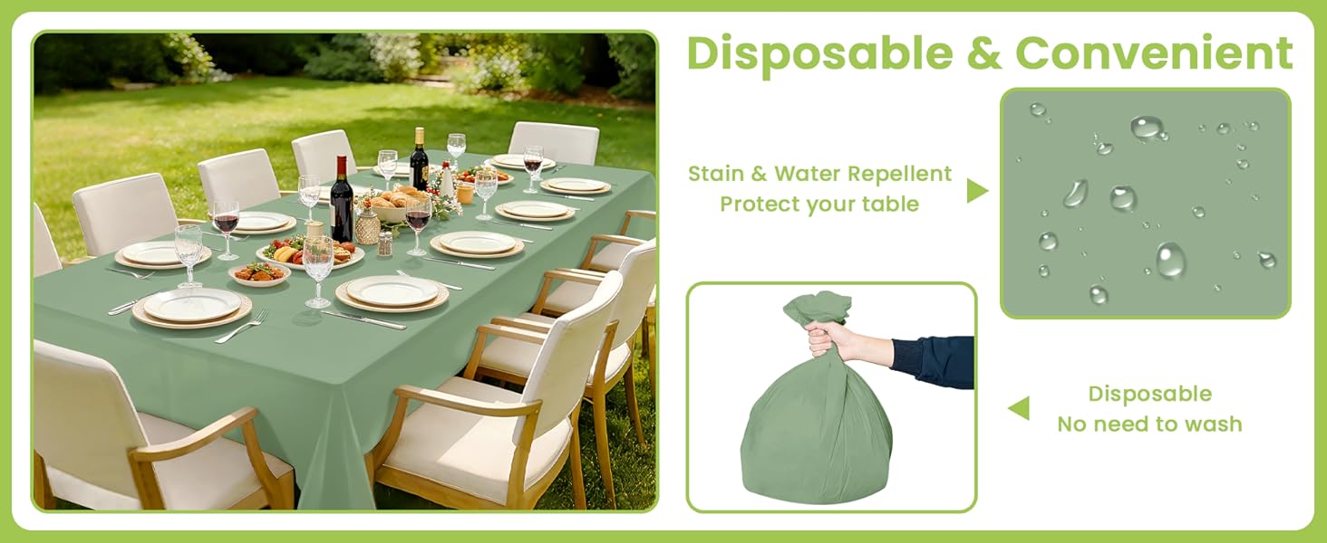 Sage Green plastic tablecloth