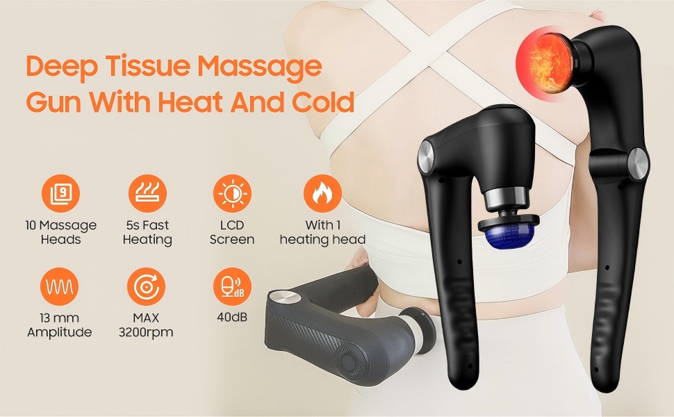 massage gun with heat and cold back massage back massager for pain relief deep tissue