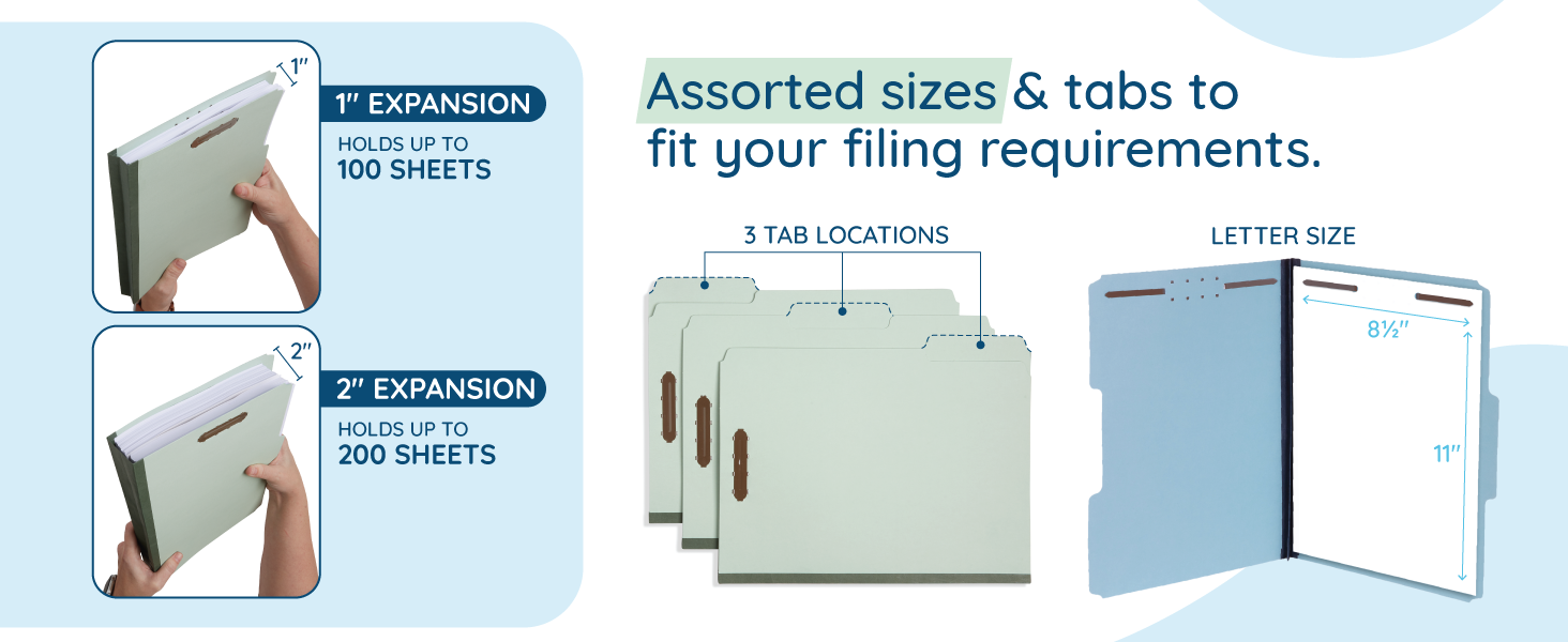 pressboard folder sizes