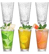 Frcctre 6 Pack Vintage Drinking Glasses, 11 Oz Romantic Water Glasses Premium DrinkingTumblers Hi...
