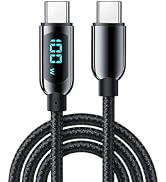 USB C to C Cable, 4FT USB C to USB C Cable with LED Display, Braided Type C PD 100W Cable Real Ti...