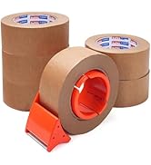 ADHES Kraft Paper Tape with Dispenser, 2 in x 55 yds x 6 Rolls – Bulk Eco Friendly Brown Packing ...