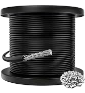 CELYND Black Vinyl Coated Cable - 304 Stainless Steel Wire Rope 1/16 Inch Overmolded to 3/32 Inch...