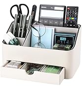 KINGFOM Desk Organizer with Drawer, Multifunction Pencil Holder for Desk, Desk Organizer and Acce...