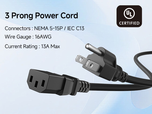 3 prong power cord