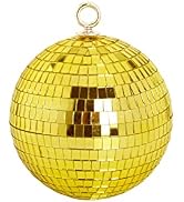 Mirror Disco Ball Decor, 6 inch Stage Mirror Balls Gold Disco Ball Ornaments Reflective Party Dec...