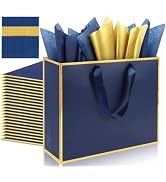 Addblu 12 Pack Large Gift Bags with Handles - Includes 36 Tissue Papers, 11.8x10x4 Inches for Tha...