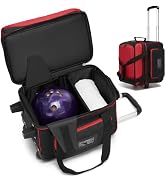 JMIANeodark Single Roller Bowling Bag with Wheels, 1 Bowling Ball Bag with Separate Shoe Compartm...
