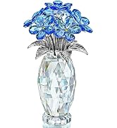 H&D HYALINE & DORA Blue Crystal Forget Me Not Flower Figurine,Flower Gifts for Women,Crystal Glas...