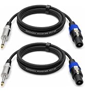 KOOKFJLLZ Speakon to 1/4 Inch TS Speaker Cable 2-Pack 3.3FT, 12AWG Heavy Duty Twist Lock NL4FC Co...