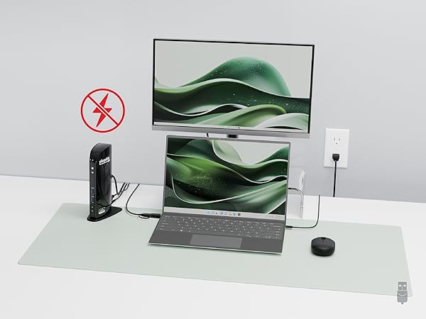 The usb a docking station adds ports for peripherals & dual monitors but does not support charging.