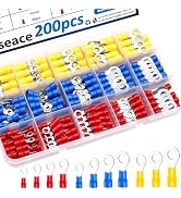 smseace 200pcs Ring Terminals 12-Sizes(M3/M4/M5/M6) Insulated Ring Connectors 22-16/16-14/12-10AW...