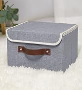 ANMINY Storage Bin with Lid Storage Boxes with PU Leather Handles PP Plastic Board Decorative Fol...