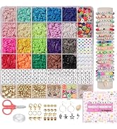 Clay Beads Bracelet Making Kit for Beginner 5000Pcs Preppy Polymer Clay Beads with Charms Kit for...