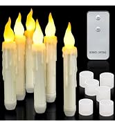 Yakpo 6 Pack LED Remote Taper Candles Battery Operated, Flameless Electric Candlesticks with Flic...