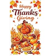 ANFEST Happy Thanksgiving Door Banner, 180x90cm Fall Harvest Backdrop Props | Vibrant Autumn Tone...